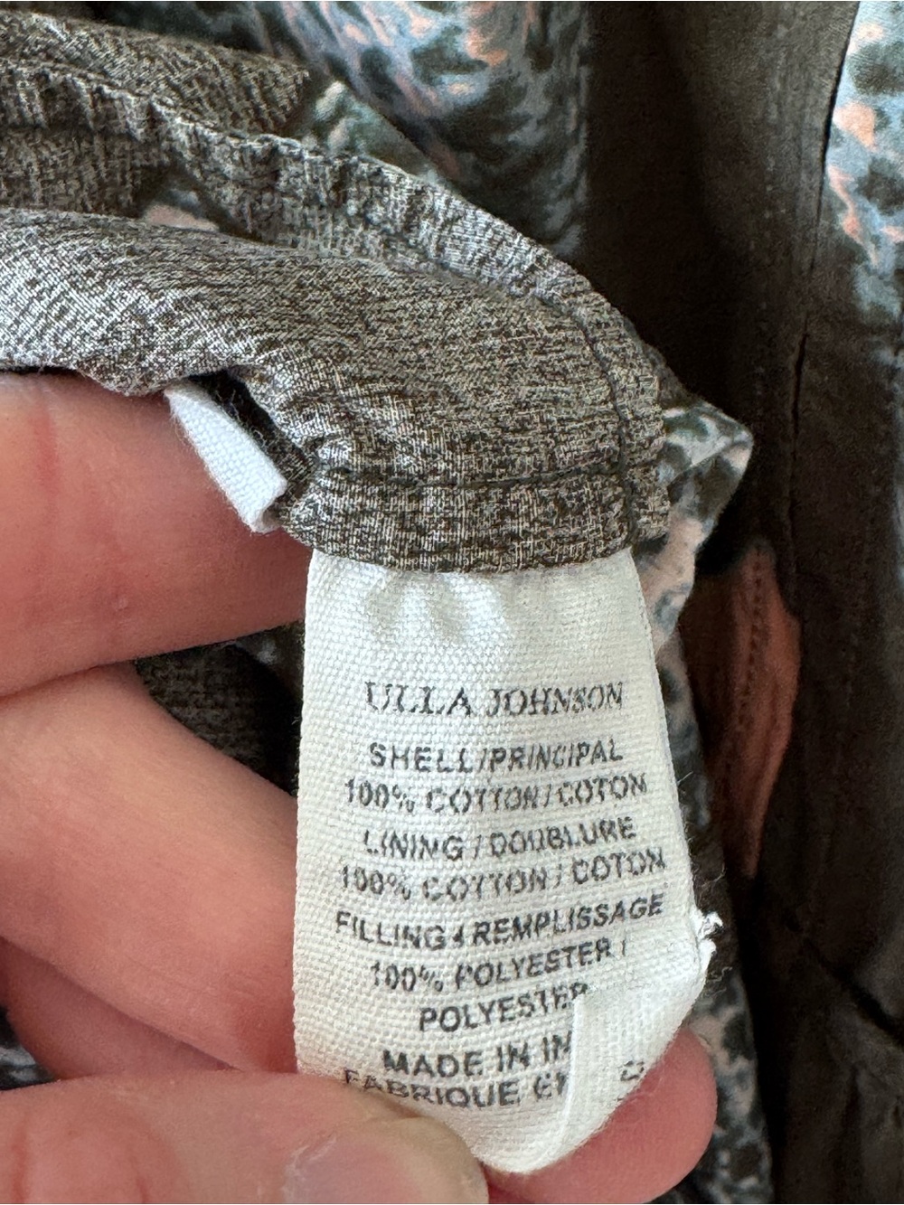 Ulla Johnson Square Neck Tiered Midi Dress in Olive Geo Print - Picture 5 of 5